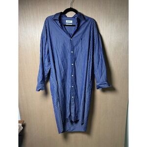 Gymphlex England Blue Striped 100% Cotton Shirt Dress Size 12 Womenswear